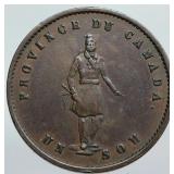 ICCS 1852 Quebec Canada One Penny Bank Token