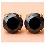 APPR $1315 14K Gold 0.66g Black Diamond 2ct Earrin