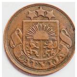 Latvia 1922, 5 SANTIMI coin 22mm