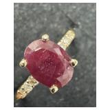 10K Gold 1.59g Ruby 1.4ct Ring Size 5.5