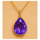 APPR $715 10K Gold 2.32g Amethyst 10ct Pendant