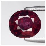 1.66ct 7x6mm Oval Natural Reddish Purple Rhodolite