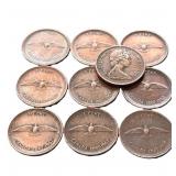 1967 Lot of 10 Random Canada Centennial Pennies