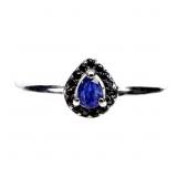 925 Sterling Silver Ring Pear Blue Sapphire 4x3mm
