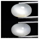 2.97ct 11x7.5mm Oval Cabochon Natural White Cat's