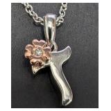 Silver 2.2g Genuine Diamond 0.015ct Necklace