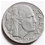WWII Italy 1941 Vitt. Em. III, 20 Cent. coin 22mm