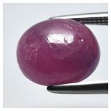 4.88ct 9.5x8.8mm Oval Cabochon Purplish Red Ruby -