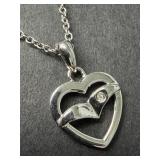 Silver 2g Diamond heart Design Rhodium Plated