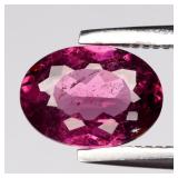 0.85ct 7x5mm Oval Natural Purplish Pink Rhodolite