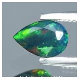 0.27ct 6x4mm Pear Natural Black Opal - Color Flash