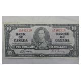 Canada $10 Banknote 1937 BC-24b Gordon Towers