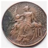 France 1913, 10 CENTIMES coin 30mm