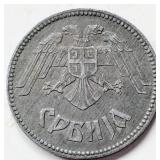 Serbia 1943 German occupation 10 DINARA coin 26.5m