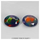 Pair 2pcs Oval AAA Floral Flash Play Of Color Blac