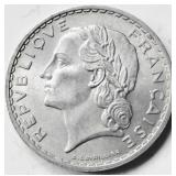 France 1949 FIVE FRANCS coin 31mm Aluminum