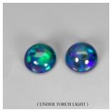 Pair 2pcs Round Natural AAA Floral Flash Play Of C