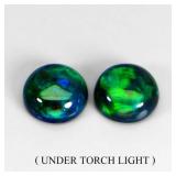 Pair 2pcs Round Natural AAA Floral Flash Play Of C