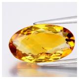 3.51ct 14x8mm VS Oval Natural Yellow Citrine - Afr
