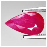 1.12ct 9x5.3mm Pear Natural Purplish Red Ruby - He