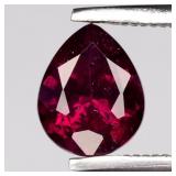 1.09ct 7x5.5mm Pear Natural Reddish Purple Rhodoli