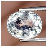 3.61ct Oval Natural Very Light Greenish Blue Aquam