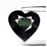 0.98ct 6.5x6mm Heart Natural Green Deep Blue Sapph