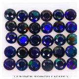 Round Natural AAA Floral Flash Play Of Color Black