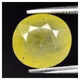 4.65ct 10x9.5mm Oval Greenish Yellow Sapphire - Ma