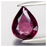 1.25ct 7.7x6mm Pear Natural Purplish Pink Rhodolit