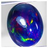 Oval Natural AAA Floral Flash Play Of Color Black