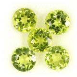 Round Cut Natural Unheated Apple Green Peridot 5pc