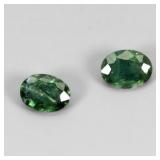 Pair 2pcs Oval Natural Heated Only Green Sapphire