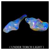 Pair 2pcs Rare AAA Floral Flash Play Of Color Crys