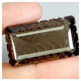 Octagon Cut With Back Carving Smoky Quartz 57.83ct