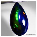 Pear Natural AAA Floral Flash Play Of Color Black