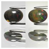 0.65ct 8x6mm Oval Cabochon Natural Black Opal - Co