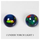 Pair 2pcs Round Natural AAA Floral Flash Play Of C