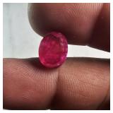 CERT 4.46 Ct Cabochon Hue Enhanced Ruby, Oval Shap