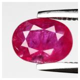 0.64ct 6x4.5mm Oval Natural Purplish Red Ruby - He