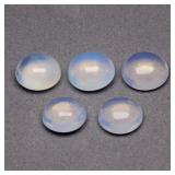 5pcs Lot 11.97ct t.w Oval Cabochon Natural White O