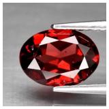 1.52ct 8.2x6mm Oval Natural Purplish Red Rhodolite