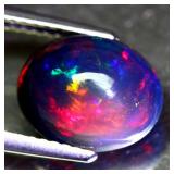 Cab 2.92ct Play Of Color Black Opal