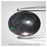 0.79ct 8.5x6.7mm Oval Cabochon Natural Black Opal