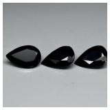 3pcs Lot 8.69ct t.w Pear Natural Black Onyx