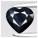 1.12ct 6.3x6mm Heart Natural Deep Green Blue Sapph