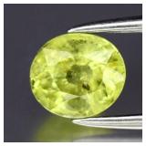 0.91ct 6x5.2mm Oval Natural Yellowish Green Grossu