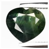 0.95ct 7x6.2mm Heart Natural Blue Green Sapphire -