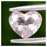 0.56ct 6x5mm VS Heart Natural Pink Rose Quartz - U