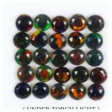 Round Cut AAA Floral Flash Play Of Color Black Opa